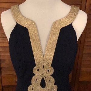 Lilly Pulitzer Navy and Gold Dress